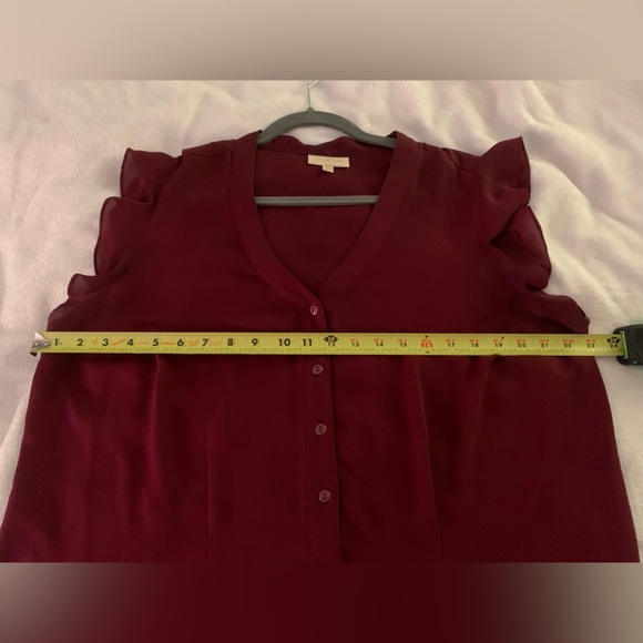 Modcloth Maroon Button-Down Blouse 1X - Picture 6 of 12